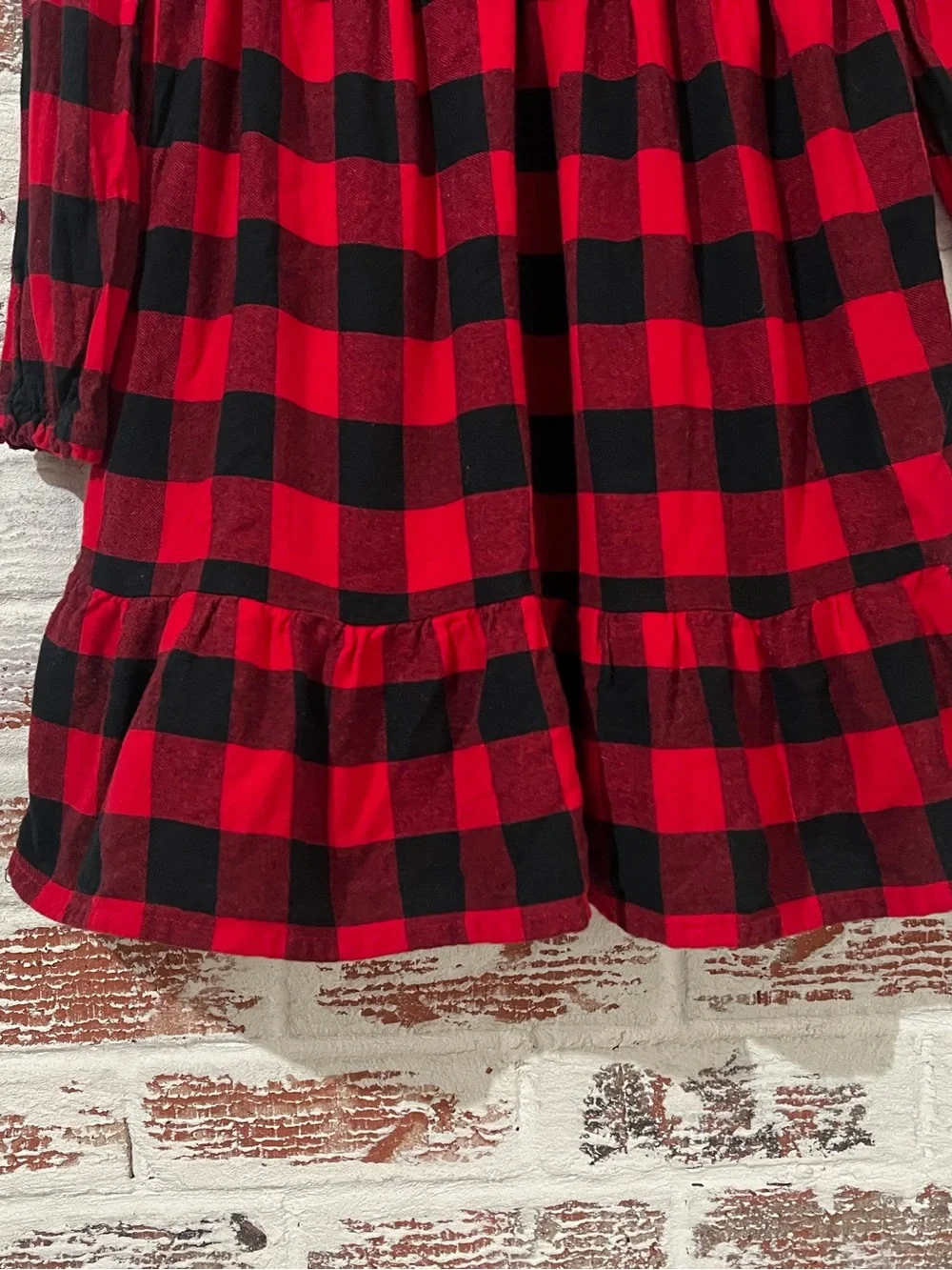 Tommy Bahama Dress Girls Size 8 Red Black Plaid Long Sleeve Holiday Velvet Trim